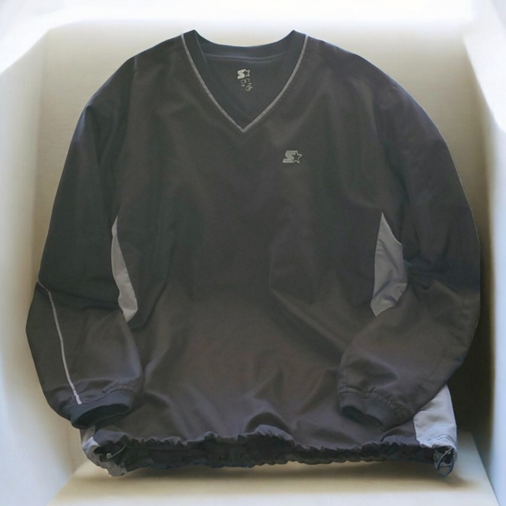 Starter shirt men’s size S reflective activewear dual layer zip pockets gr…